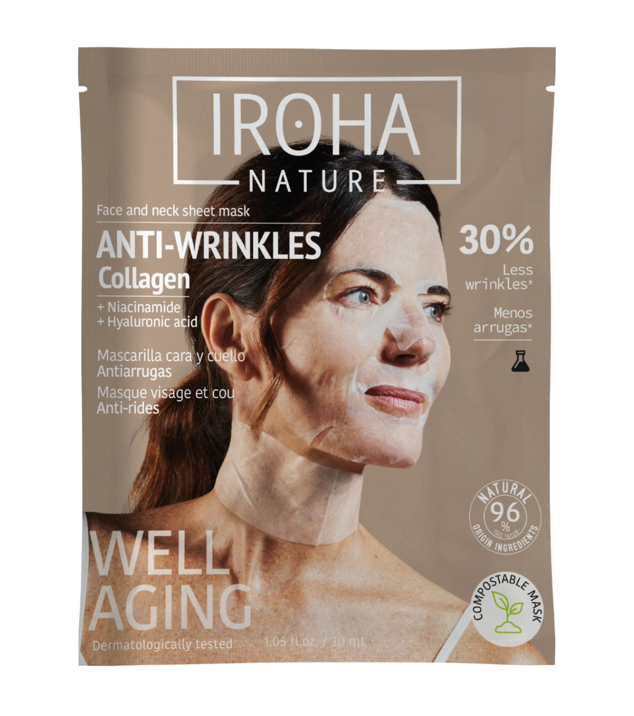 Masque visage et cou en coton anti-rides IROHA