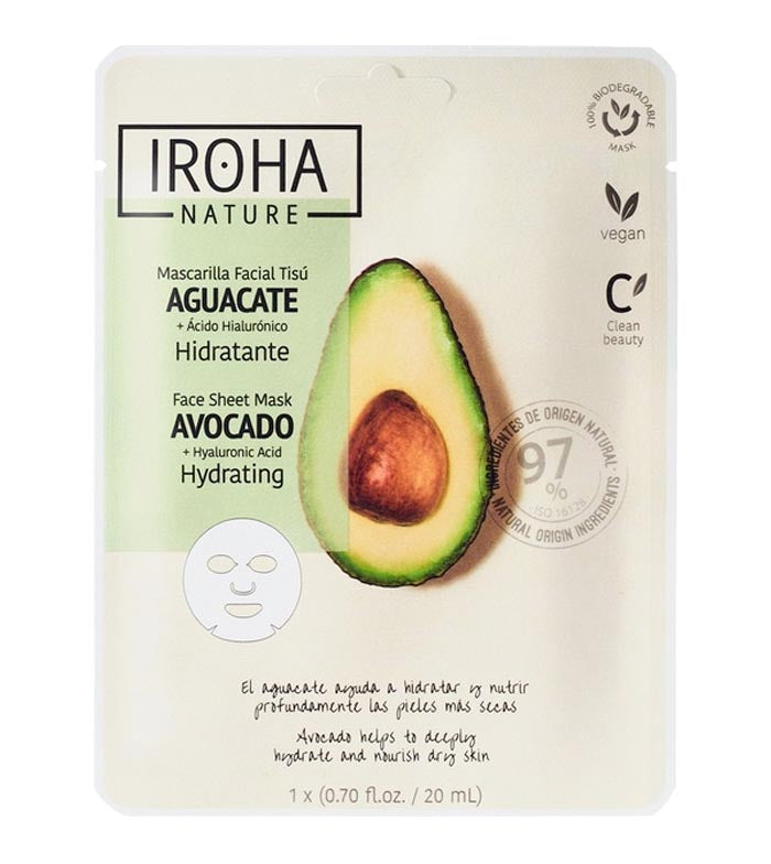 Masque visage tissu hydratant avocat IROHA